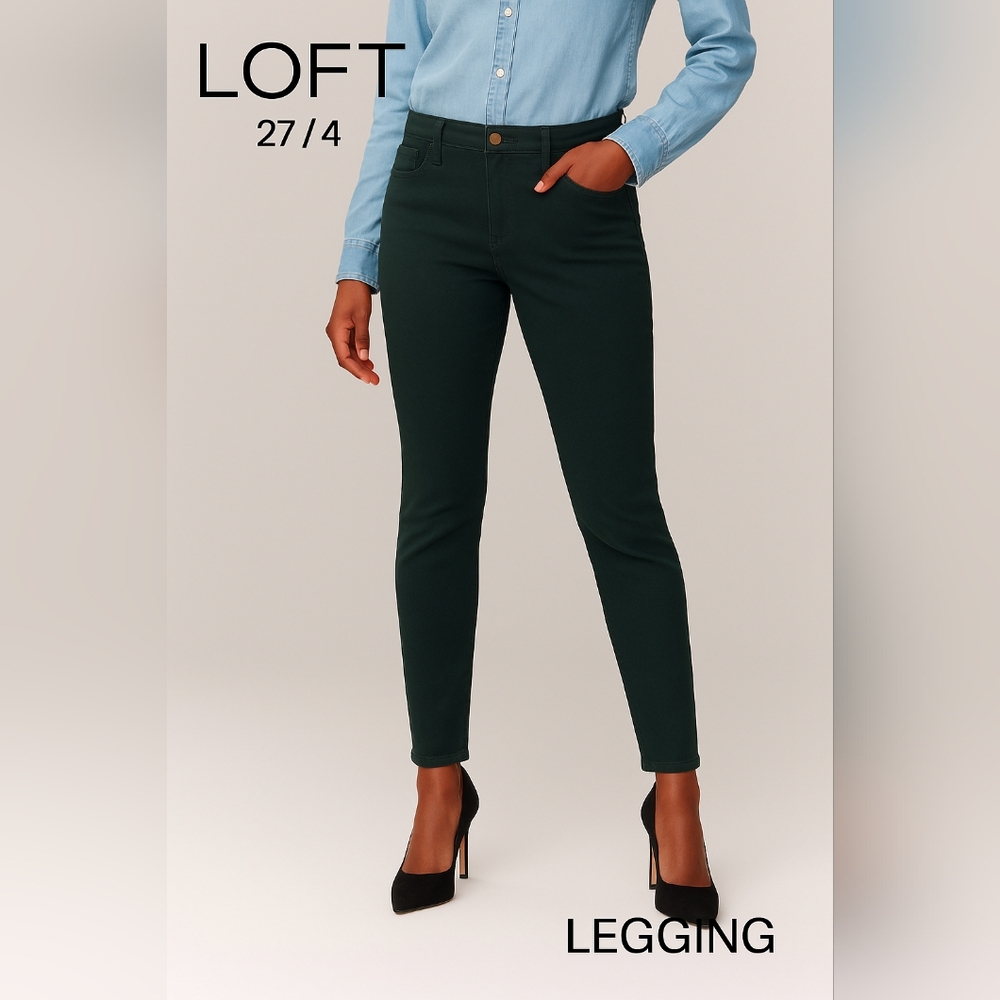 LOFT Women's Green  Legging Pants Cotton Rayon Spandex Size 4